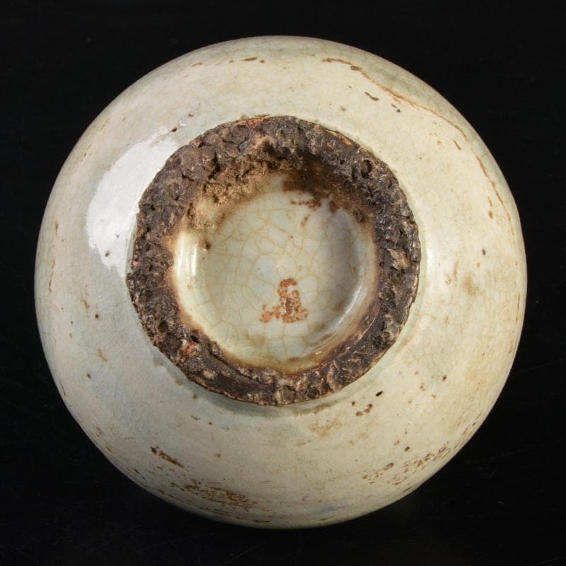 朝鮮美術　李朝　高麗白磁　染付　花文　小壷　M　R7500