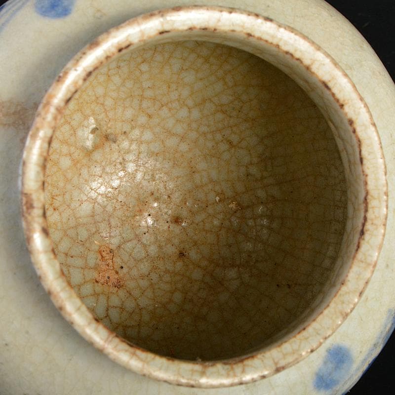 朝鮮美術　李朝　高麗白磁　染付　花文　小壷　M　R7500