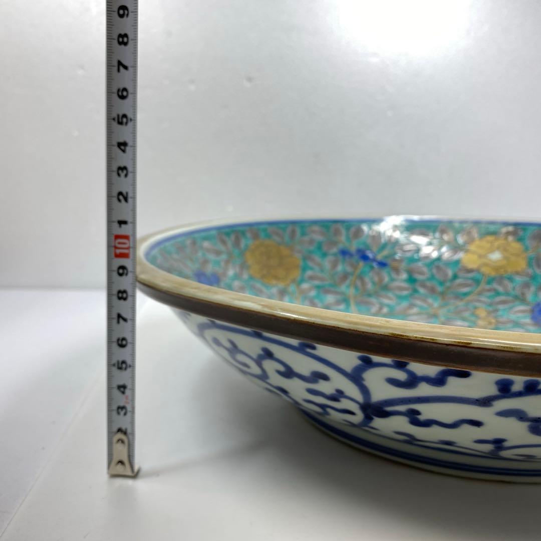 天保3年　古伊万里　極彩色　牡丹文　大皿　木箱付　タエオ　東さ7-0202☆2F