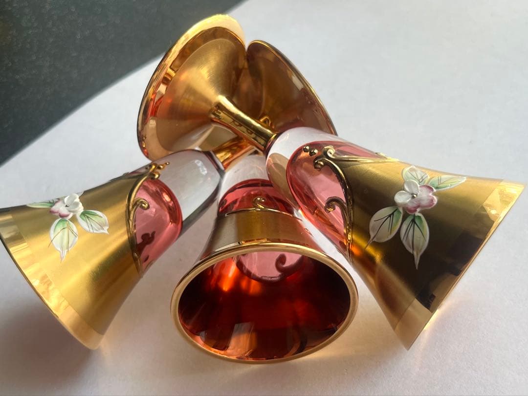 イタリア　　ベネチアングラス　 ヴィンテージ　シャンパングラス　　　（3個）