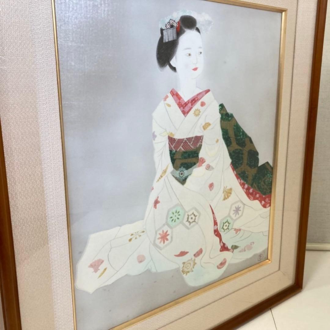 小倉遊亀 「舞妓」 木版画 美人画 着物 絵画 額縁 画家 芸術 美術 工芸品