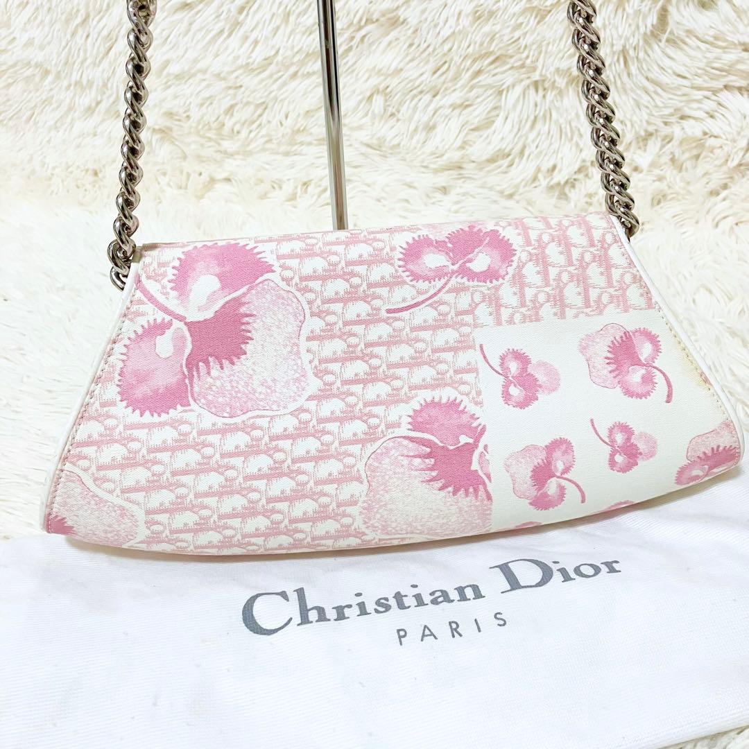 【美品・希少】 クリスチャンディオール チェーンポーチ トロッター フラワー