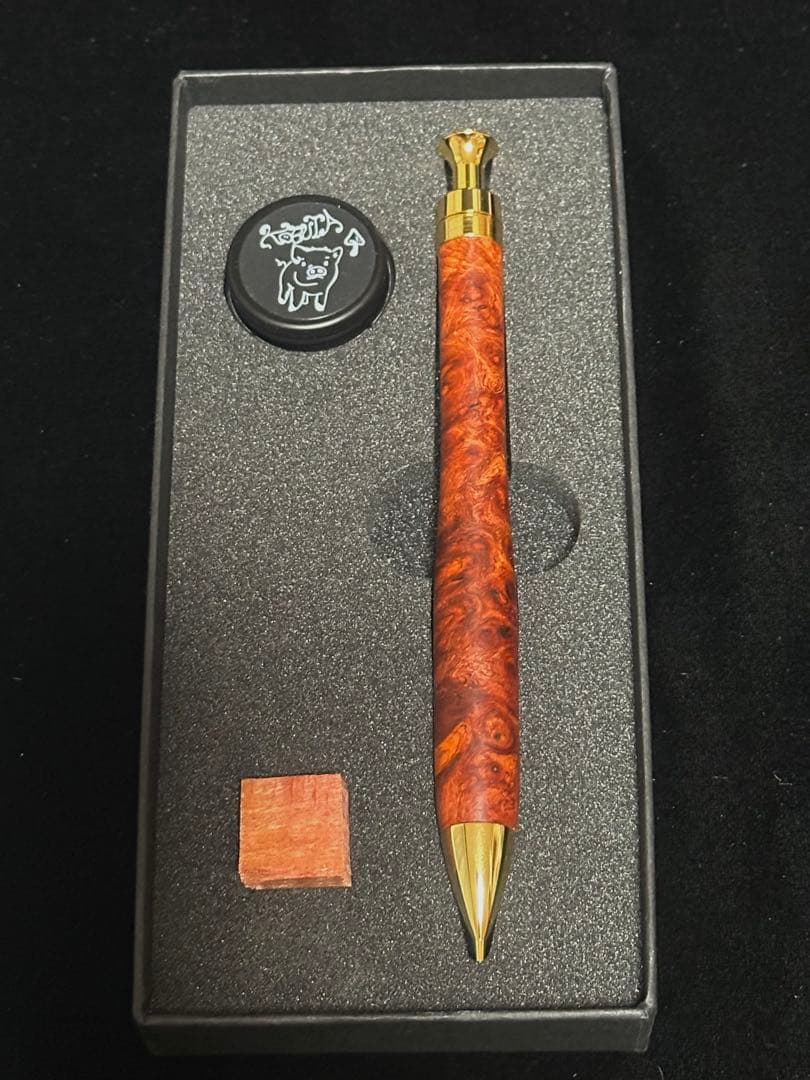 こぶた工房シャープペンシル 極上花梨瘤 ゴールド金具0.5mm