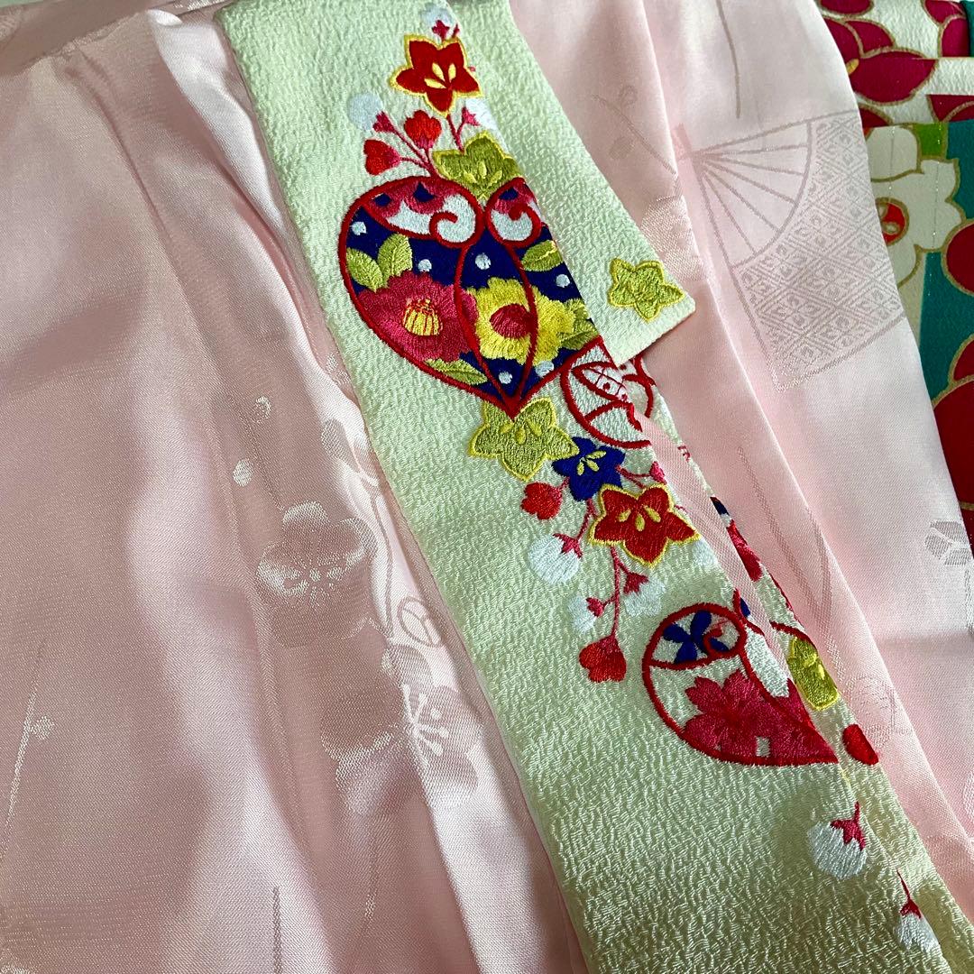 【美品】ふりふ振袖＊希少　青と赤のストライプ 花柄 金線あり