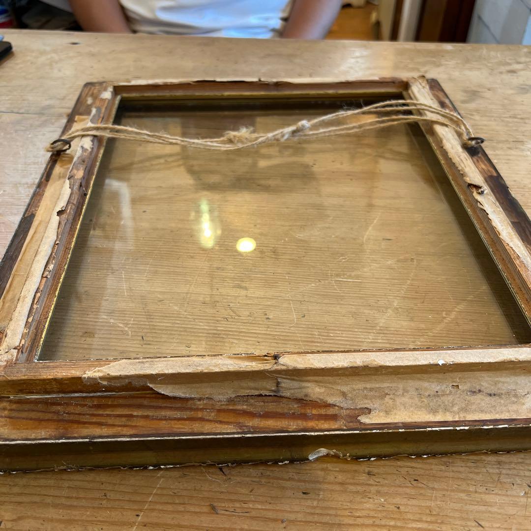 英国アンティーク装飾的金色フレーム（ガラス付き）