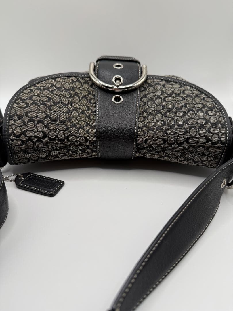 【美品】COACH コーチ SOHO ワンショルダー バッグ シグネチャー 黒