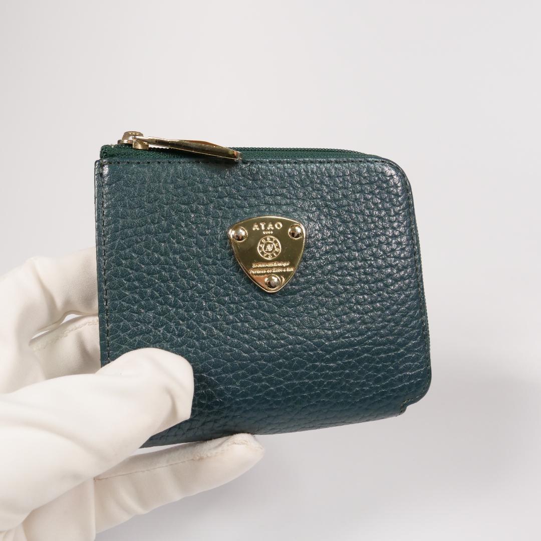 極美品✨ アタオ 二つ折り財布 ミリモ ケリー 限定 グリーン レザー
