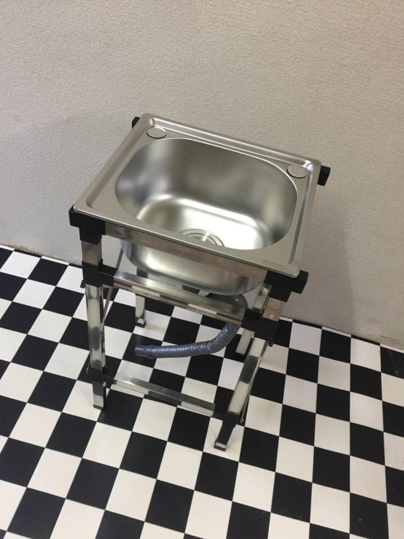 ステンレス製簡易流し台 シンク 　角パイプ脚付き 洗い桶　ガーデニングシンク