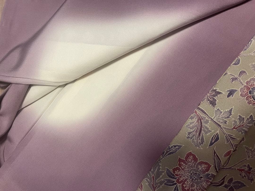 正絹小紋　草木染　更紗草花文