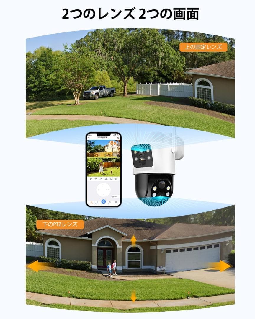 ✨新品未使用✨防犯カメラ360°死角なし ソーラー＆AI検知対応 人感センサー