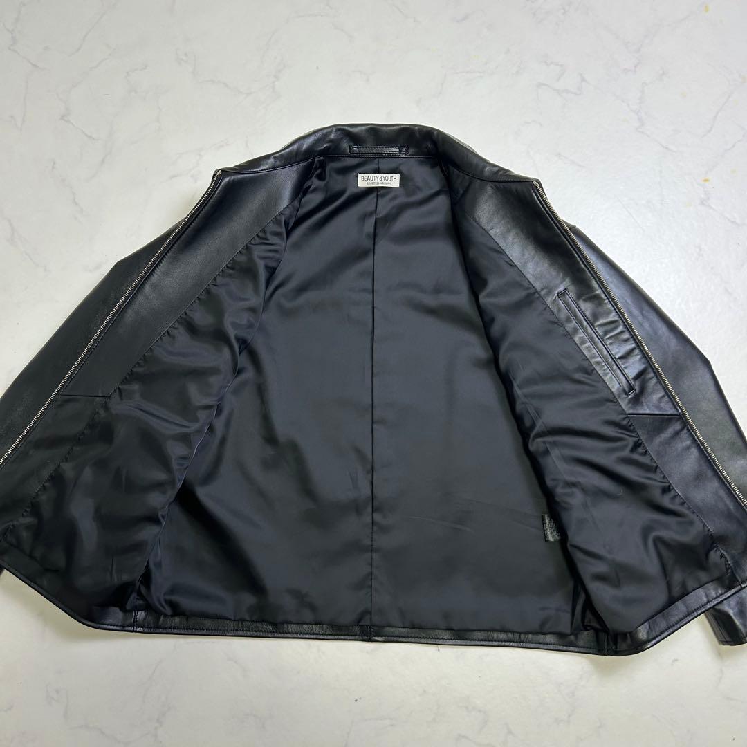 【美品】25AW ユナイテッドアローズ シープレザー ジップ ブルゾン 黒 XL