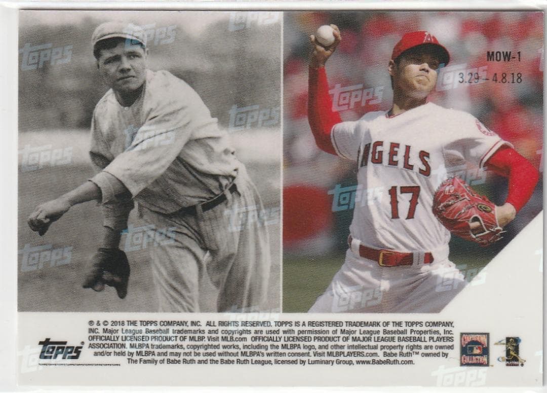 レア 2018 Topps NOW RC 大谷翔平 ベーブ・ルース ルーキー