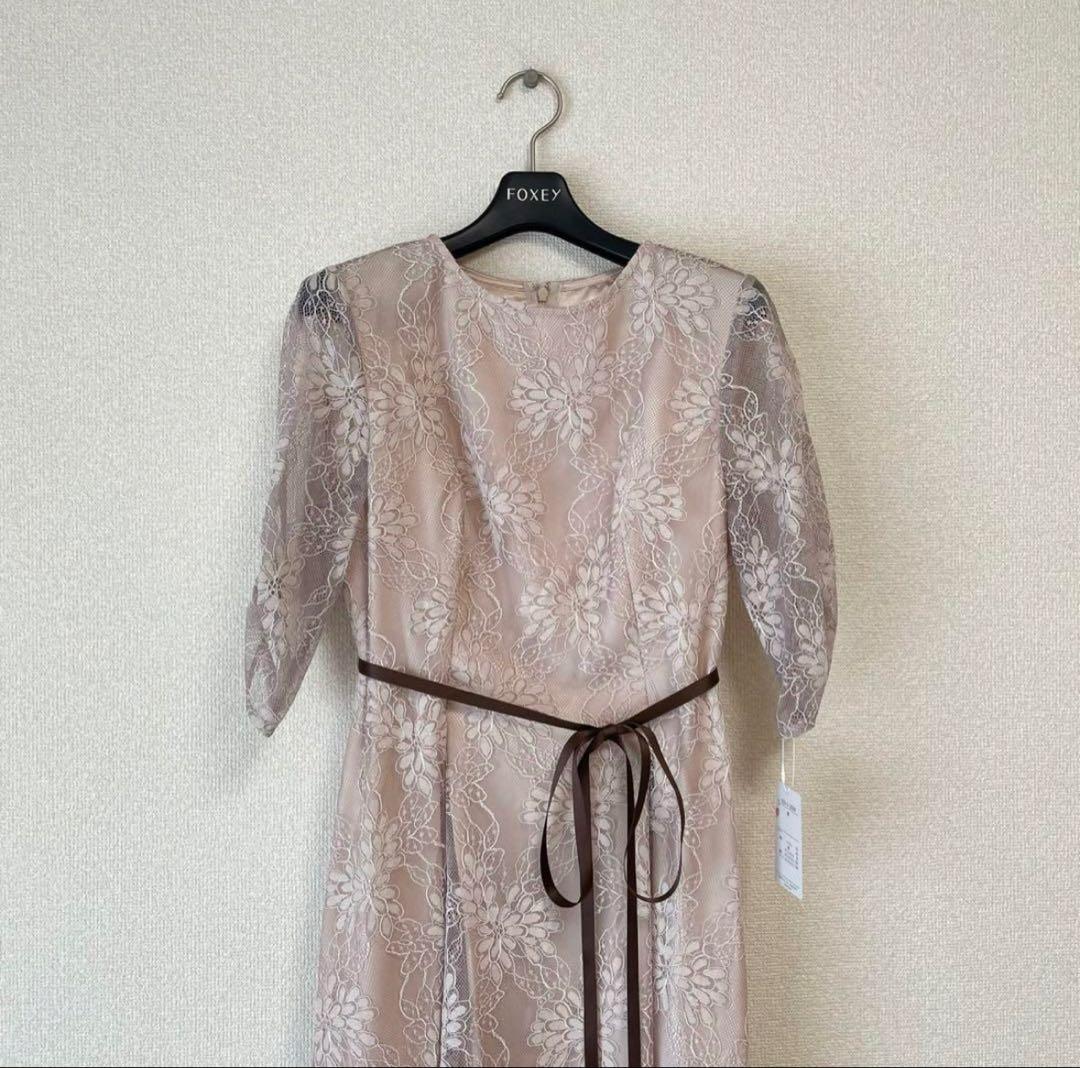 【新品未使用】AIMER サテンリボンベルト ラメレースドレス