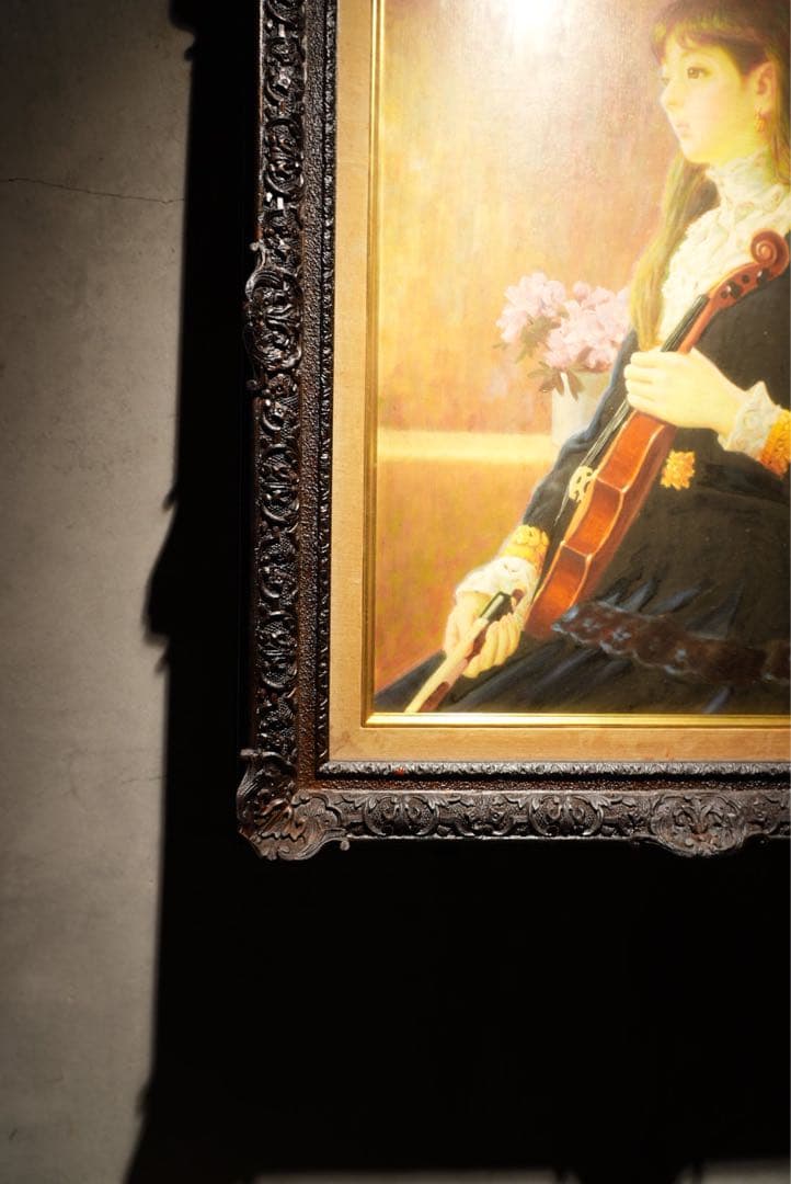 鶴村義美【バイオリンの女】肉筆写実画