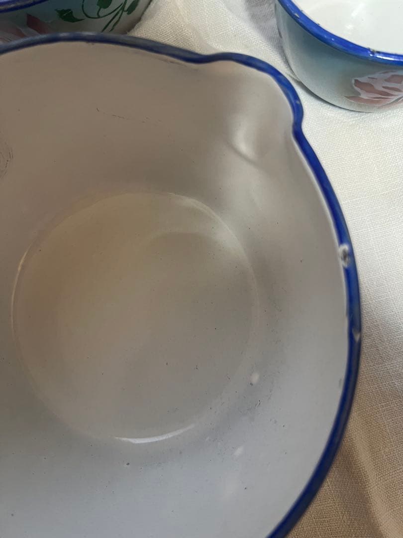 美品♡フランスアンティーク　ホーロー　薔薇　ウェディングセット　コランダー　鍋