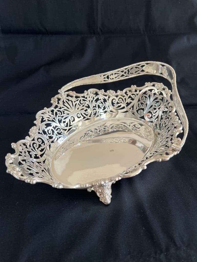 アンティーク純銀製　1908年　バスケット　イギリス　バーミンガム