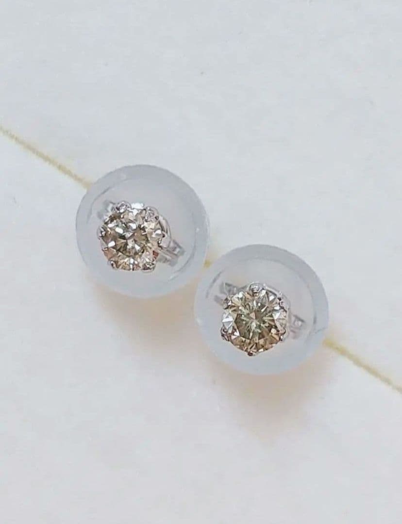 追加2点同梱 新入荷 未使用品 pt900 天然ブラウンダイヤモンド ピアス