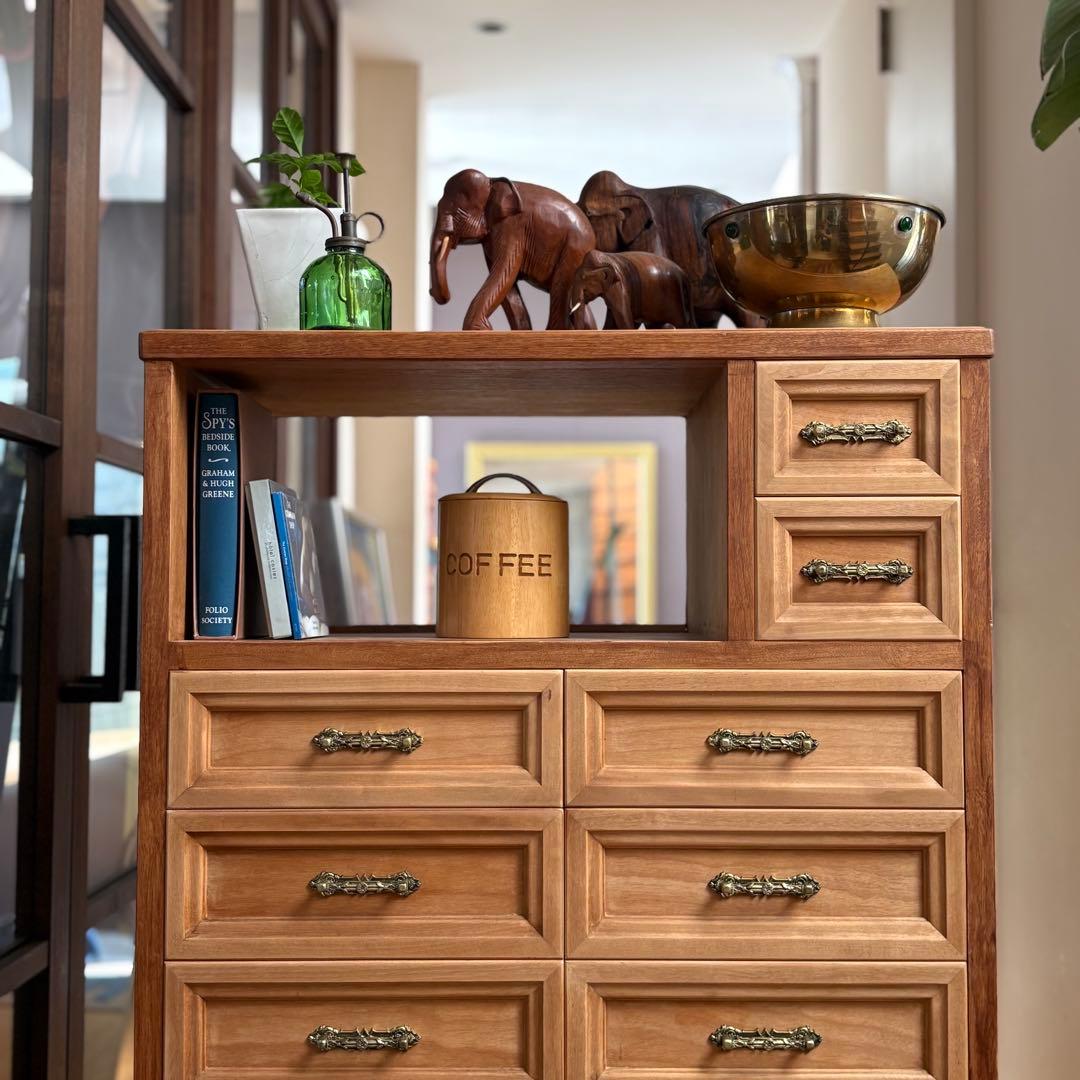 14杯 オーダー品 ビンテージ 木製チェスト キャスター 収納 北欧ナチュラル