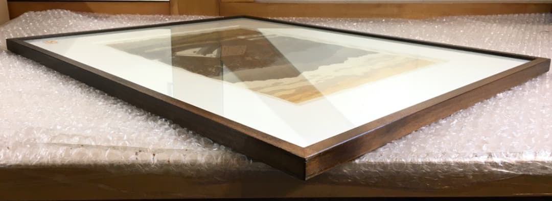 ○ 西嶋勝之「八釣の里」木版画 40/500 直筆サイン 真作