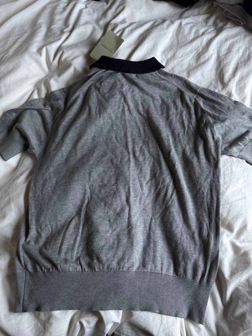 JOHN SMEDLEY グレー ネイビー ポロシャツ MED