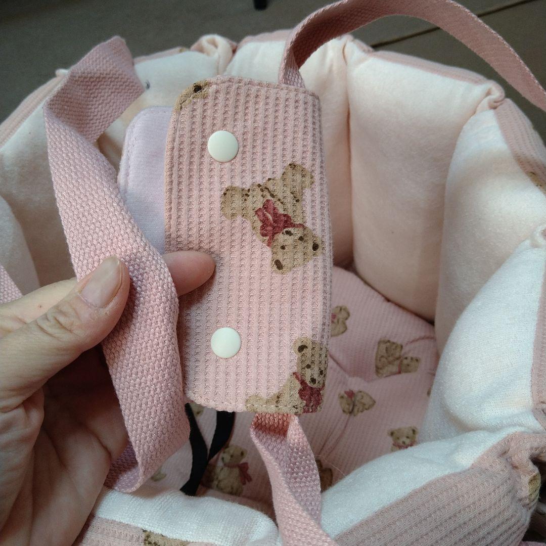 ▲くまプリントワッフル 2WAY ドライブバッグ ピンク 7kgまで700