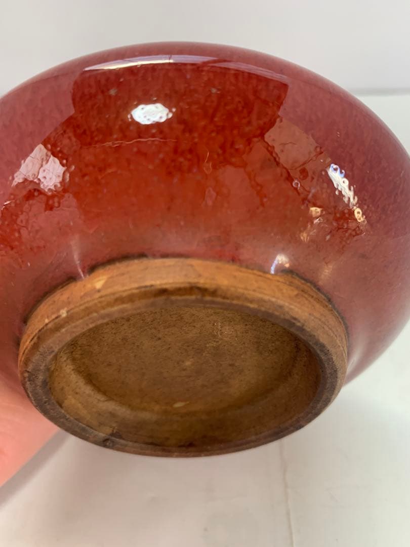 中国美術　紅釉　水盂　送料込み