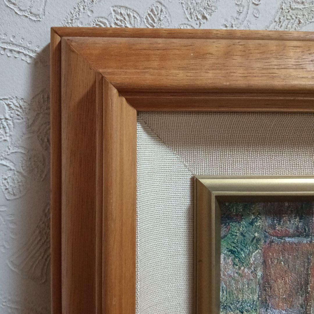 希少品 カミーユピサロ 絵画井戸端の女と子供 アート名画 木製 フレーム付き