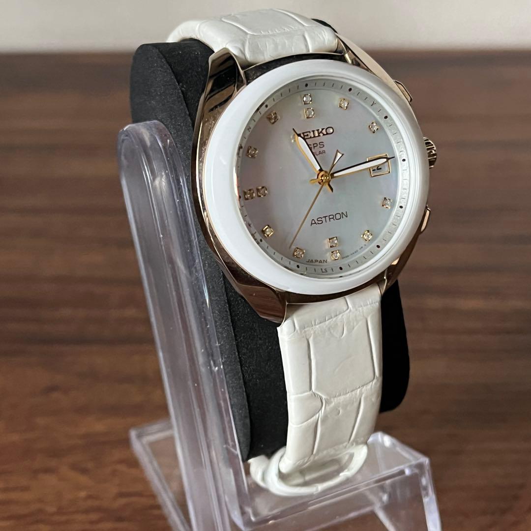 【未使用級！！】SEIKO アストロン シェル文字盤 レザーベルト ホワイト