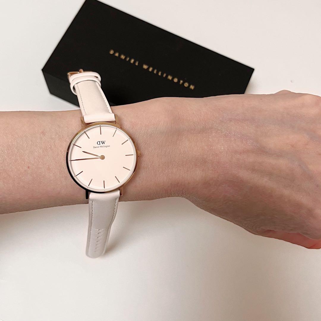 【レア】ダニエルウェリントン 白 皮ベルト 腕時計 バングル セット ウォッチ