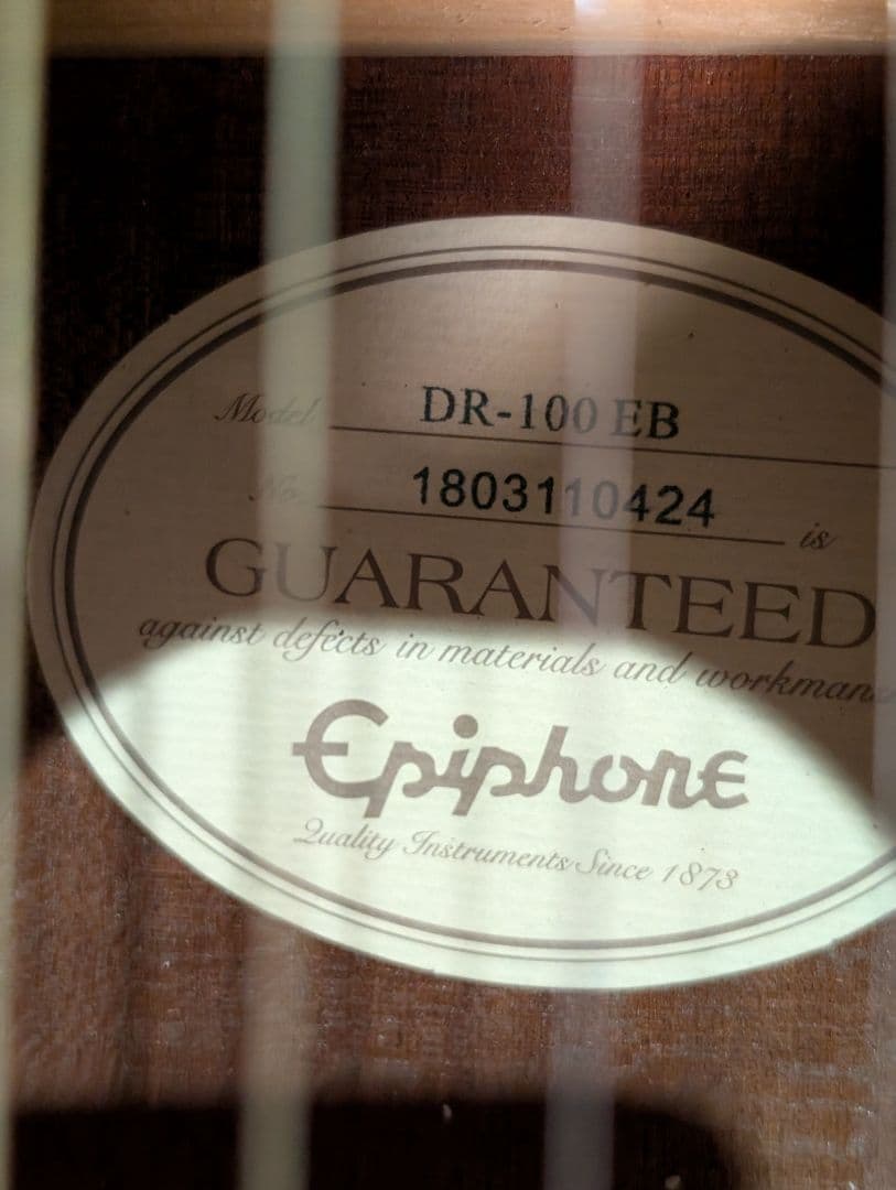 美品/Epiphone　DR-100EB 改チューナー付エレアコ　ケース付