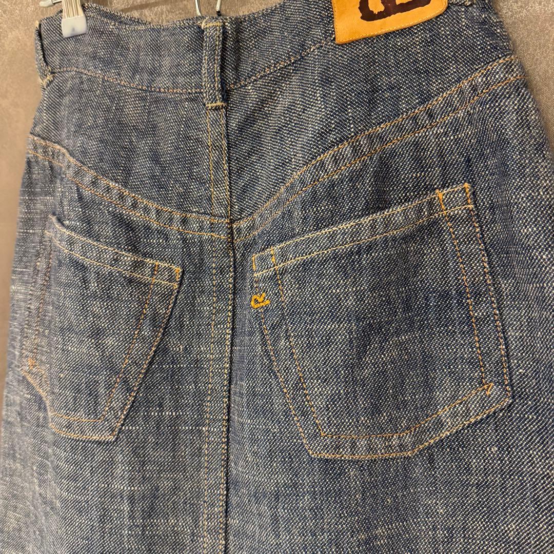 【45R】 コットンリネン デニム スカート (サイズ2)