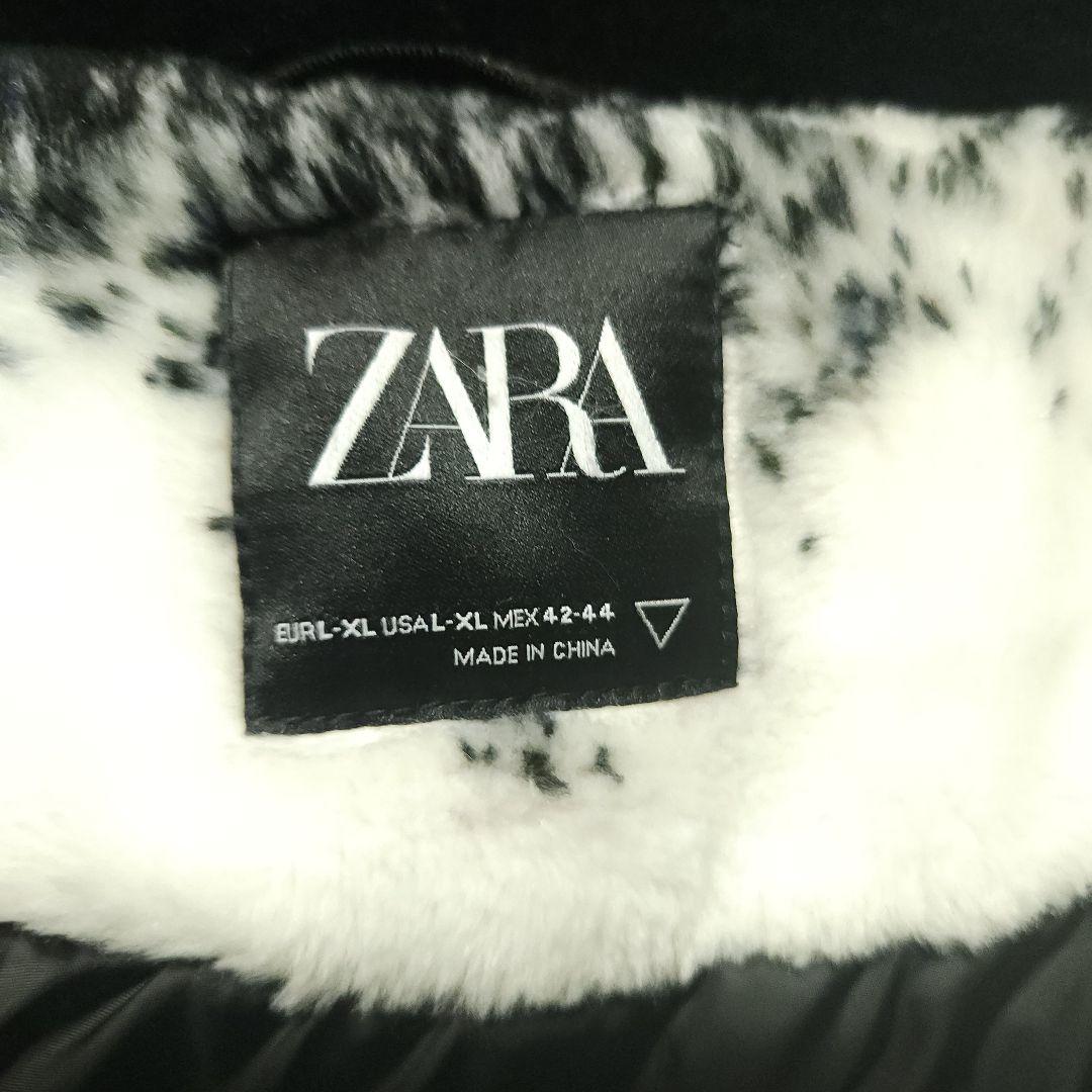 ZARA　ファージップアップスタンドカラージャケット　ホワイト系XL