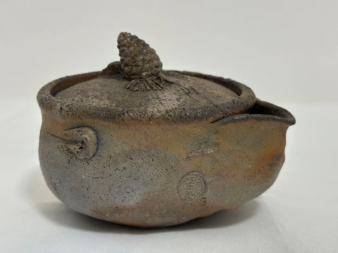 ⑳備前焼 宝瓶 登り窯 松 まつ マツ 手びねり 急須