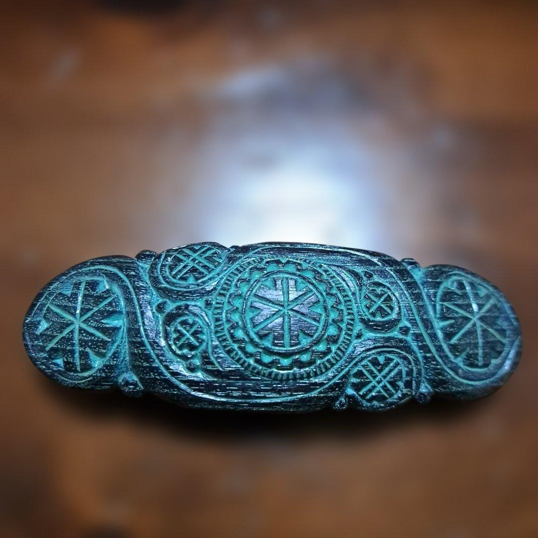 アイヌ木製彫刻模様ネックレス・バレッタ・ブレスレット６点セット