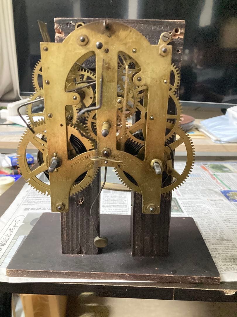アンティークANSONIA 8日巻ダルマ柱時計 稼働中