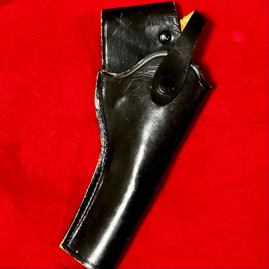 整備済 リボルバー用 黒革製ヒップホルスター 6インチ銃身まで対応