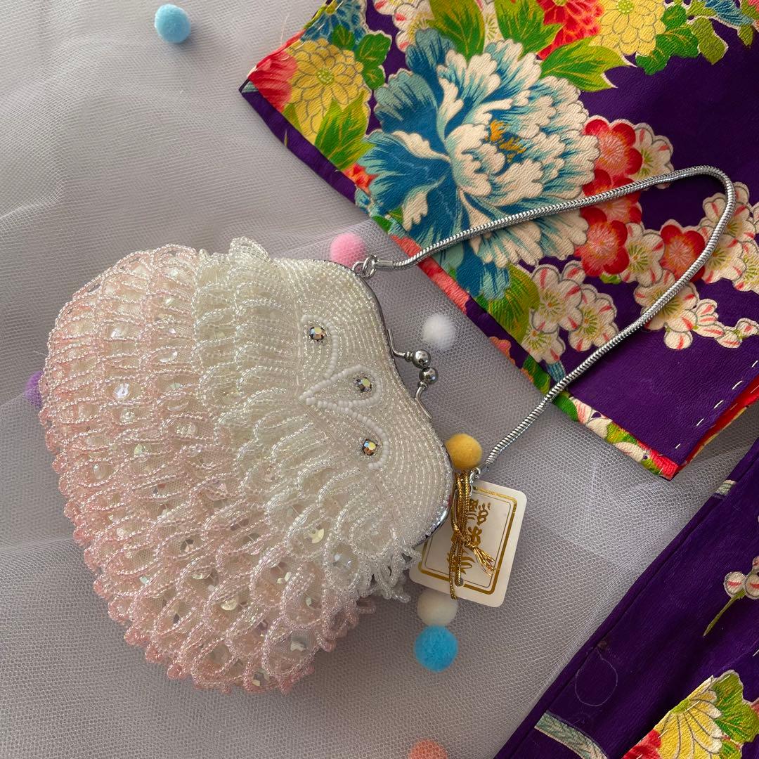 七五三　2歳３歳　正絹アンティークお着物セット　ふわふわチュール