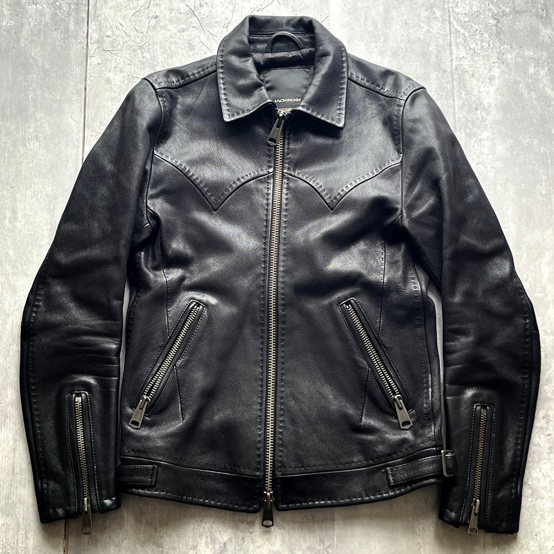 希少襟広　ジャックローズ　山羊革　レザー　ライダースジャケット　本革　2サイズ