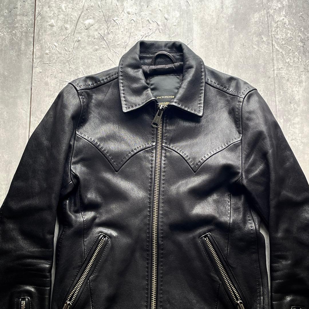 希少襟広　ジャックローズ　山羊革　レザー　ライダースジャケット　本革　2サイズ