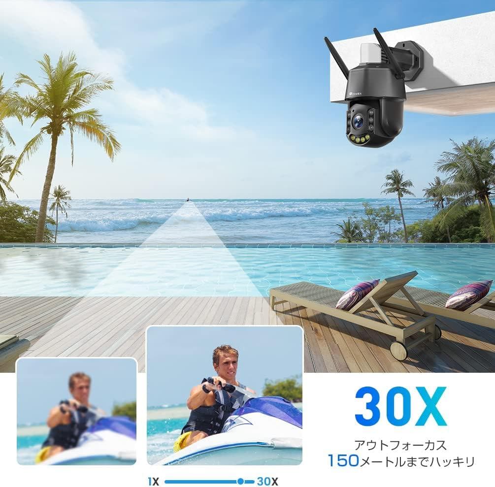 【開封・未使用】Ctronics 防犯カメラ 30倍光学ズーム 屋外 警報 追尾