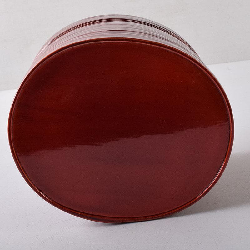 茶道具　伝統工芸　飛騨紅春慶塗　へぎ板曲建水　共箱　C　7863