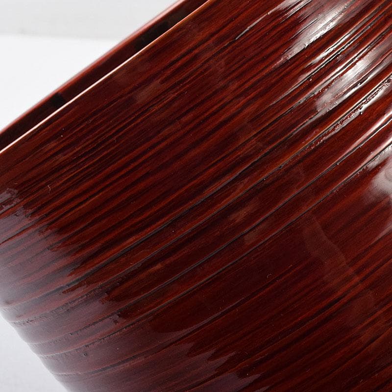 茶道具　伝統工芸　飛騨紅春慶塗　へぎ板曲建水　共箱　C　7863