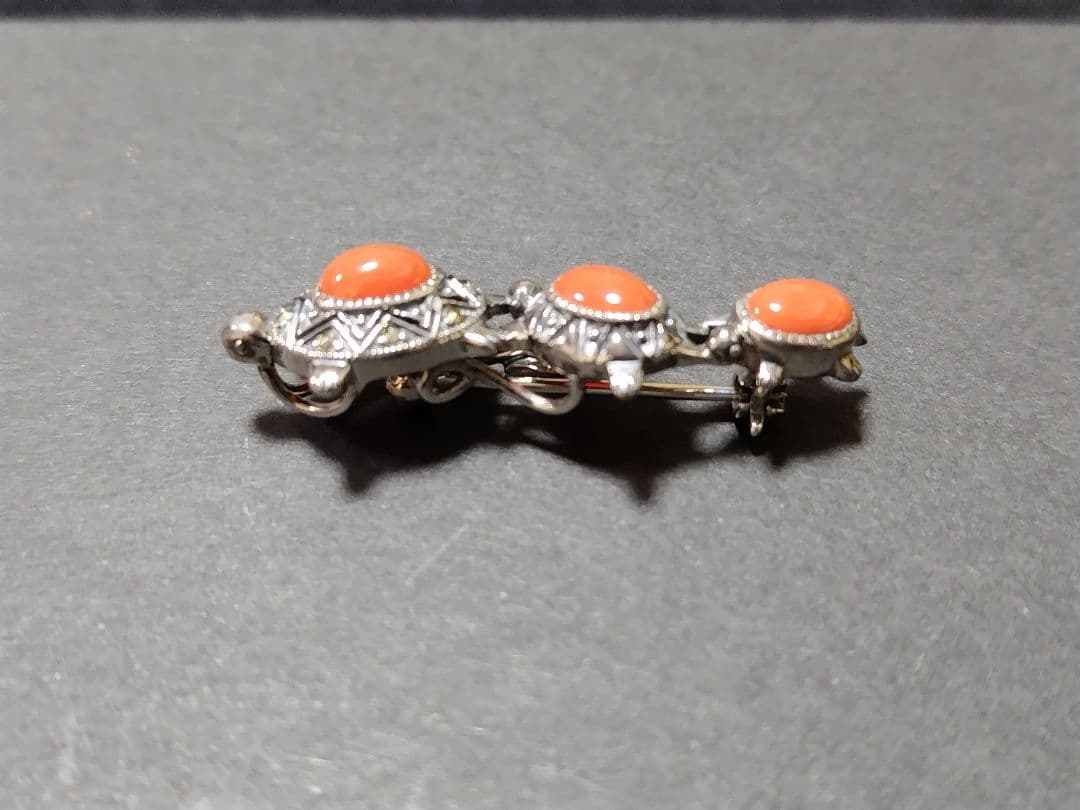 碌山　ロクザン　マルカジット＆サンゴ亀ブローチ/ペンダントト