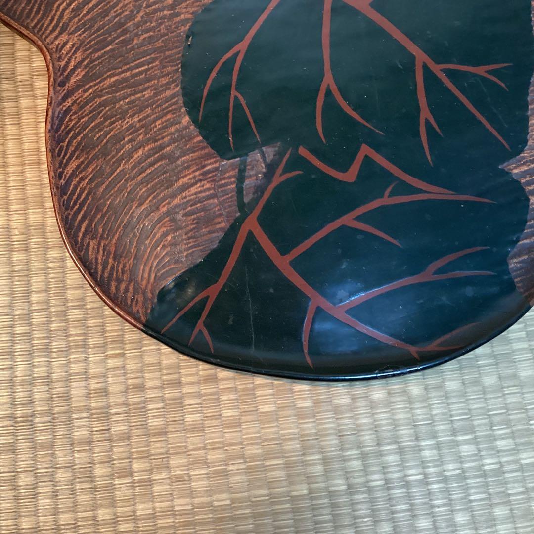 煎茶葉盆　① 煎茶道瓢型漆絵葉盆