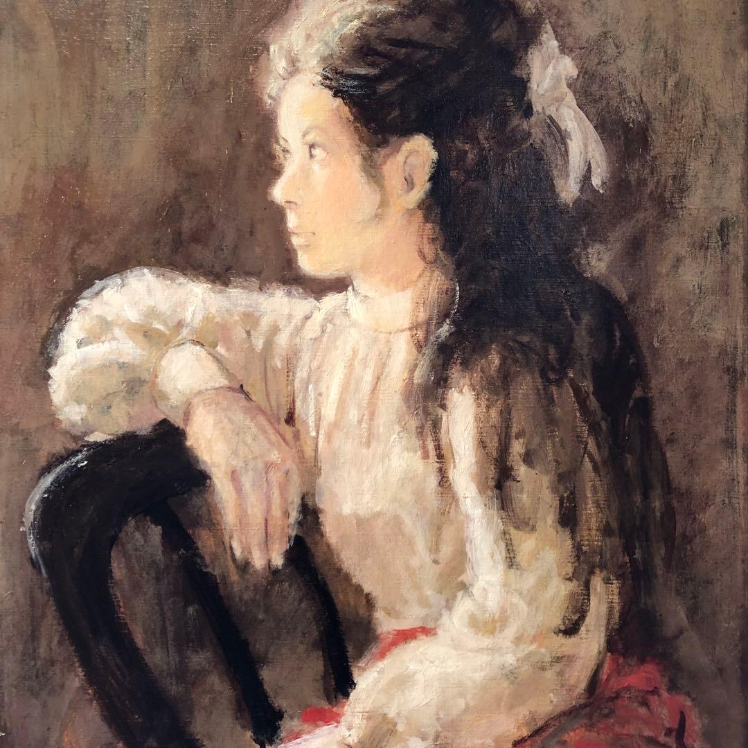 「 椅子にもたれる女」日笠英朗 油絵