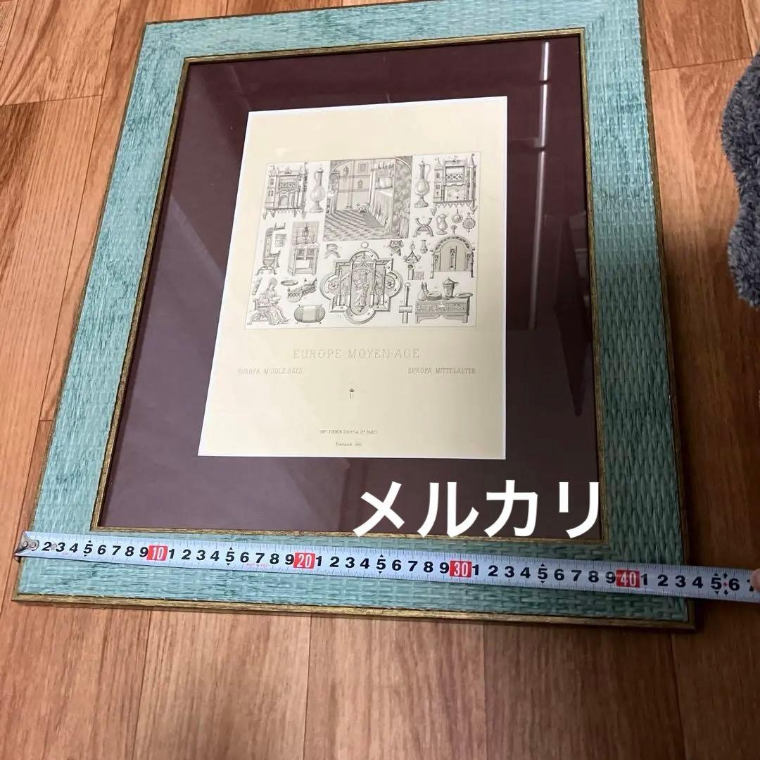 フランスアンティーク銅版画　額装品