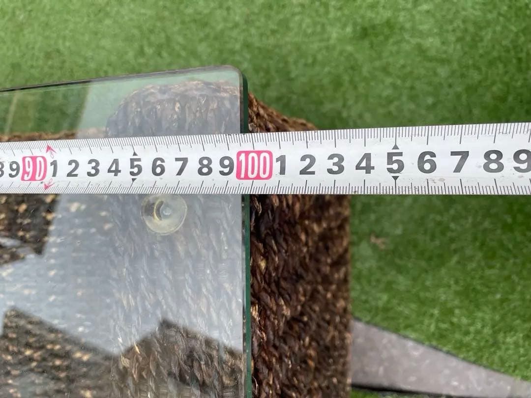 ⭐︎【良質】⭐︎アジアン家具　ダイニングガラステーブル　収納スペース付き