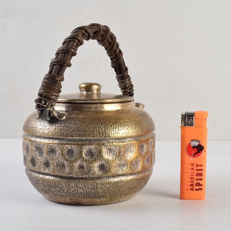 煎茶道具　白銅いぶし銀　槌目　銀瓶　湯沸　約227g　M　R9523