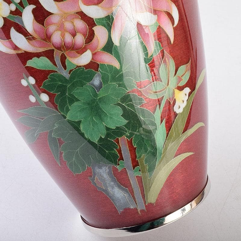 七宝焼　相互七宝謹製　透釉　菊文　花瓶　共箱　M　R9087