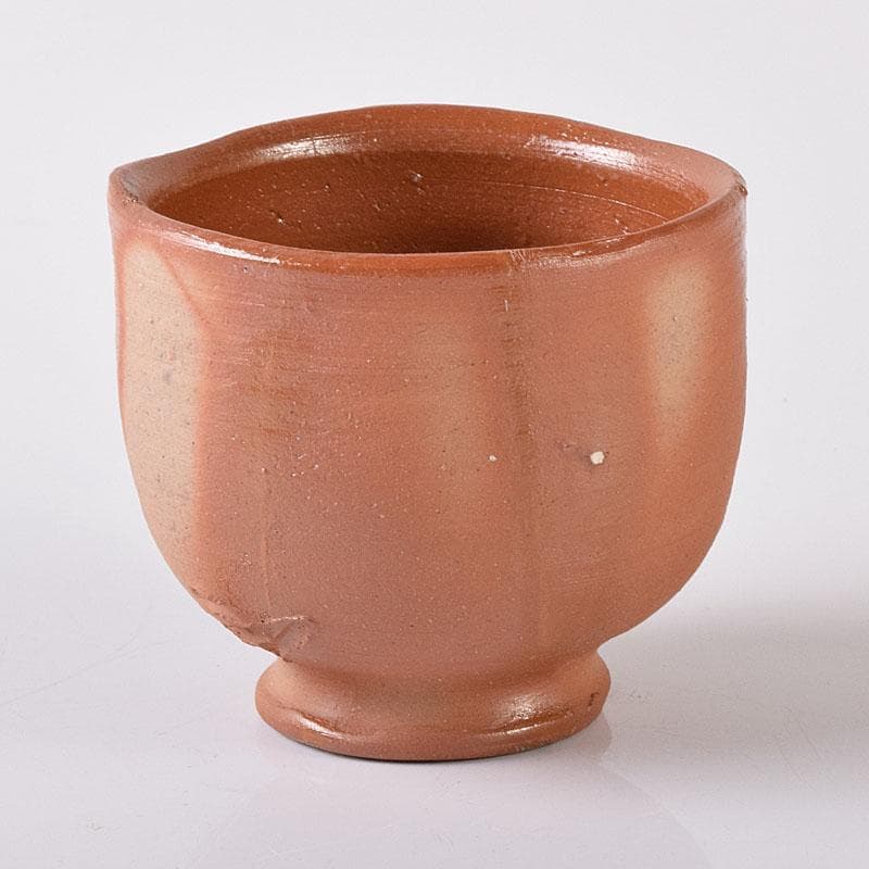 備前焼　人間国宝　藤原雄作　酒杯　共布　共箱　C　7570